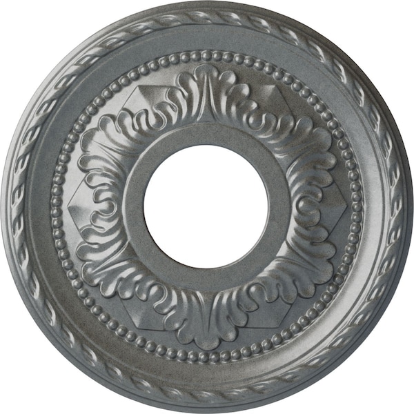 Ekena Millwork Palmetto Ceiling Medallion (Fits Canopies up to 4 7/8"), 12 1/8"OD x 3 1/2"ID x 1"P, Platinum CM12PMPLS - main